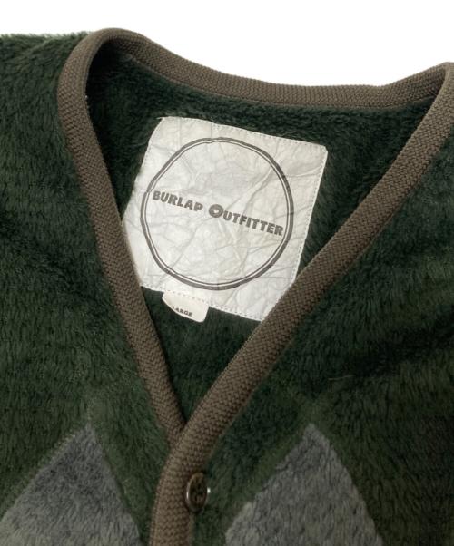 BURLAP OUTFITTER（バーラップアウトフィッター）BURLAP OUTFITTER (バーラップアウトフィッター) フリースカーディガン グレー×グリーン サイズ:Lの古着・服飾アイテム