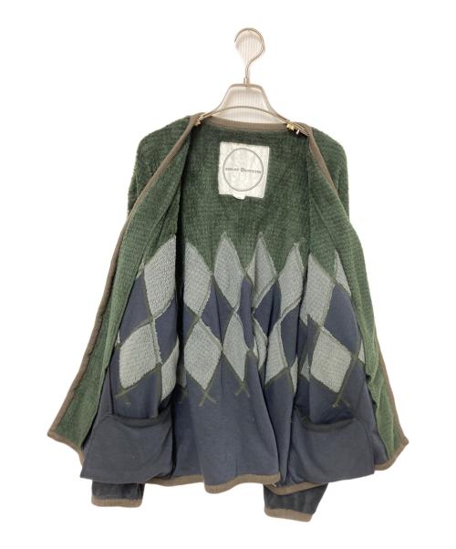 BURLAP OUTFITTER（バーラップアウトフィッター）BURLAP OUTFITTER (バーラップアウトフィッター) フリースカーディガン グレー×グリーン サイズ:Lの古着・服飾アイテム