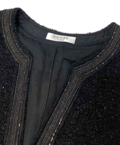 ADORE（アドーア）ADORE (アドーア) ツイードワンピース ブラック サイズ:36の古着・服飾アイテム