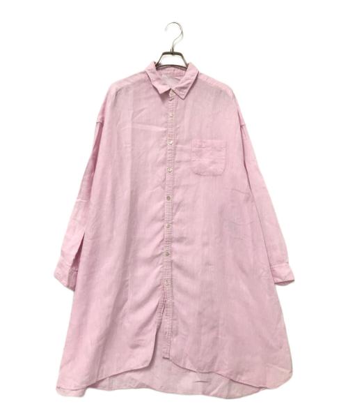 BEARDSLEY（ビアズリー）BEARDSLEY (ビアズリー) チュニックリネンシャツ ピンク サイズ:Fの古着・服飾アイテム