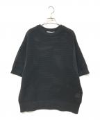 CULLNIクルニ）の古着「Bi Color Mesh Knit Crewneck Short Sleeve」｜ブラック