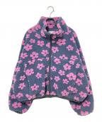 ELLE girlエルガール）の古着「フラワーボアブルゾン」｜グレー×ピンク