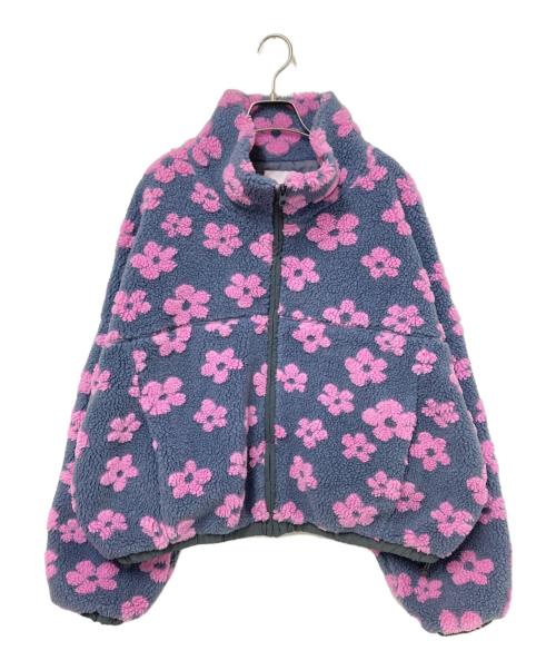 ELLE girl（エルガール）ELLE girl (エルガール) フラワーボアブルゾン グレー×ピンク サイズ:Fの古着・服飾アイテム