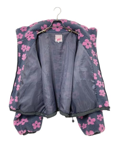 ELLE girl（エルガール）ELLE girl (エルガール) フラワーボアブルゾン グレー×ピンク サイズ:Fの古着・服飾アイテム