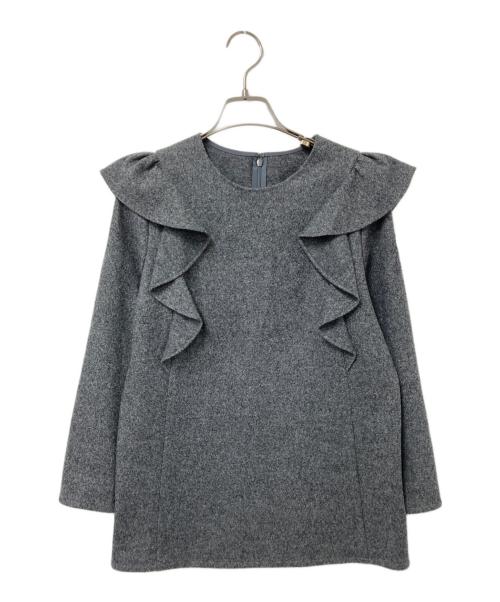 BORDERS at BALCONY（ボーダーズアットバルコニー）BORDERS at BALCONY (ボーダーズアットバルコニー) ラッフルスリーブウールトップス グレー サイズ:38の古着・服飾アイテム