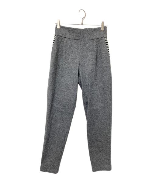 BORDERS at BALCONY（ボーダーズアットバルコニー）BORDERS at BALCONY (ボーダーズアットバルコニー) パネルボーダー テーパードウールパンツ グレー サイズ:36の古着・服飾アイテム