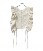 ANDREA & Coアンドレアアンドコー）の古着「フリルジャガードベスト」｜アイボリー
