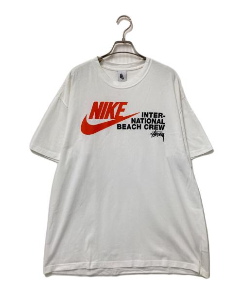 NIKE（ナイキ）NIKE (ナイキ) stussy (ステューシー) コラボプリントTシャツ ホワイト×オレンジ サイズ:Lの古着・服飾アイテム
