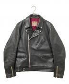 ADDICT CLOTHESアディクト クローズ）の古着「ダブルライダースレザージャケット」｜ブラック