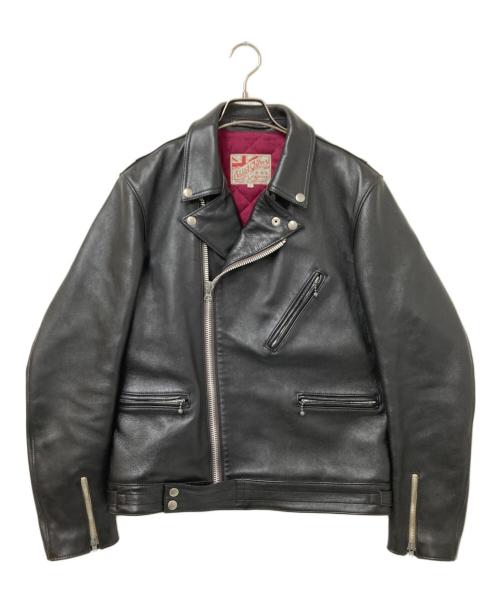 ADDICT CLOTHES（アディクト クローズ）ADDICT CLOTHES (アディクト クローズ) ダブルライダースレザージャケット ブラック サイズ:40の古着・服飾アイテム