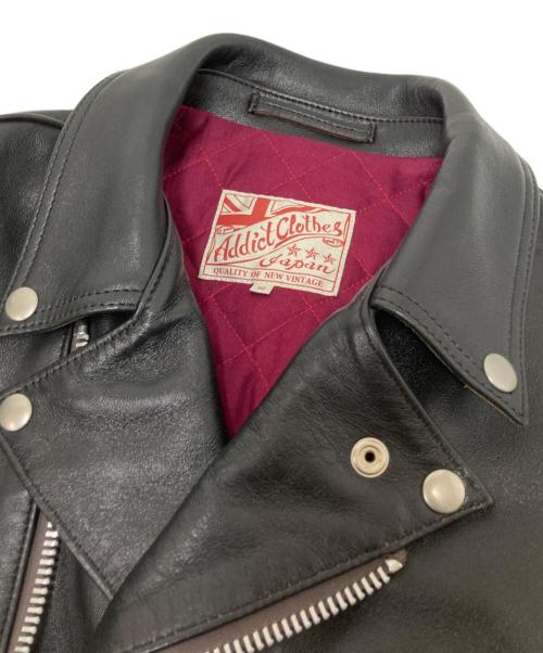 ADDICT CLOTHES（アディクト クローズ）ADDICT CLOTHES (アディクト クローズ) ダブルライダースレザージャケット ブラック サイズ:40の古着・服飾アイテム