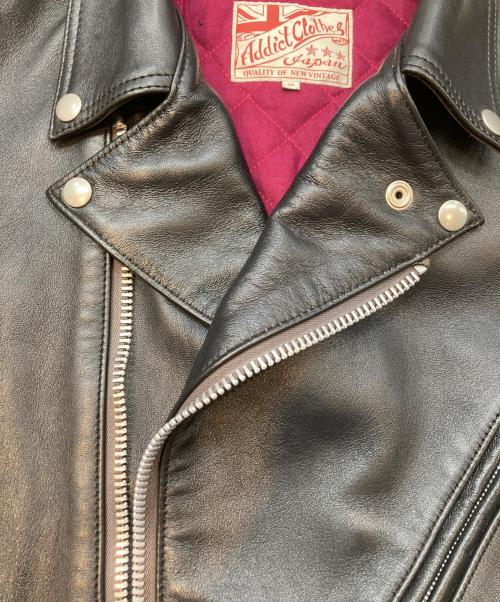 ADDICT CLOTHES（アディクト クローズ）ADDICT CLOTHES (アディクト クローズ) ダブルライダースレザージャケット ブラック サイズ:40の古着・服飾アイテム