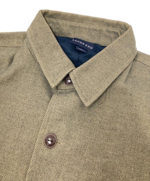 LAND'S END（ランズエンド）LAND'S END (ランズエンド) ヘリンボーンジャケット ベージュ サイズ:Lの古着・服飾アイテム
