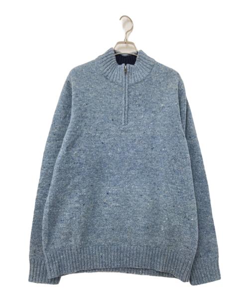 L.L.Bean（エルエルビーン）L.L.Bean (エルエルビーン) エルボーパッチ付ハーフジップウールニット ブルー サイズ:Mの古着・服飾アイテム