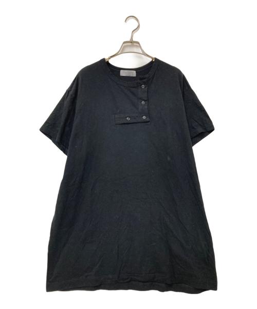 YOHJI YAMAMOTO（ヨウジヤマモト）YOHJI YAMAMOTO (ヨウジヤマモト) 変形ヘンリーネックカットソー ブラック サイズ:3の古着・服飾アイテム