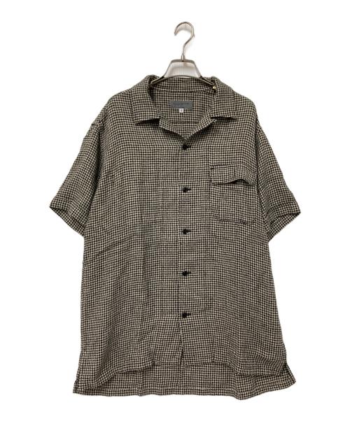 YOHJI YAMAMOTO（ヨウジヤマモト）YOHJI YAMAMOTO (ヨウジヤマモト) オープンカラーリネン混チェックシャツ ベージュ×ブラック サイズ:4の古着・服飾アイテム