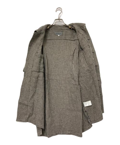 YOHJI YAMAMOTO（ヨウジヤマモト）YOHJI YAMAMOTO (ヨウジヤマモト) オープンカラーリネン混チェックシャツ ベージュ×ブラック サイズ:4の古着・服飾アイテム