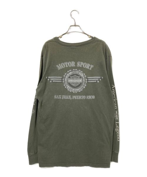 HARLEY-DAVIDSON（ハーレーダビッドソン）HARLEY-DAVIDSON (ハーレーダビッドソン) ロングスリーブカットソー グリーン サイズ:Lの古着・服飾アイテム