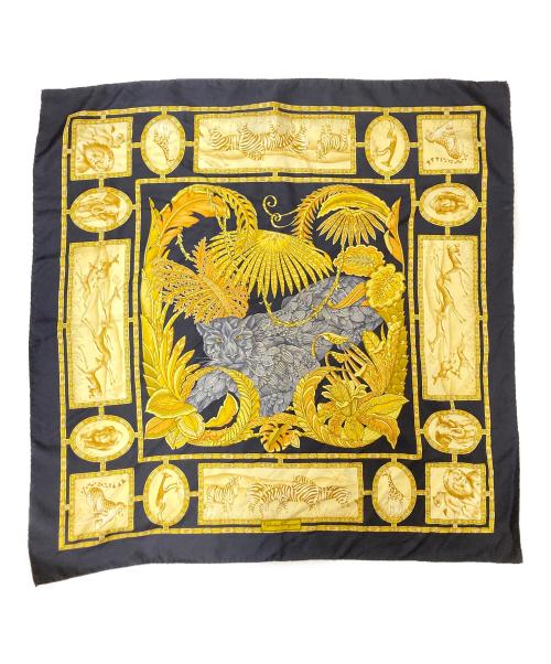 Salvatore Ferragamo（サルヴァトーレ フェラガモ）Salvatore Ferragamo (サルヴァトーレ フェラガモ) シルクスカーフ ネイビー サイズ:下記参照の古着・服飾アイテム