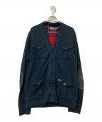 POLO RALPH LAURENポロ・ラルフローレン）の古着「裏地ネルスウェットカーディガン」｜ブラック×レッド