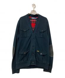 POLO RALPH LAUREN（ポロ・ラルフローレン）の古着「裏地ネルスウェットカーディガン」｜ブラック×レッド