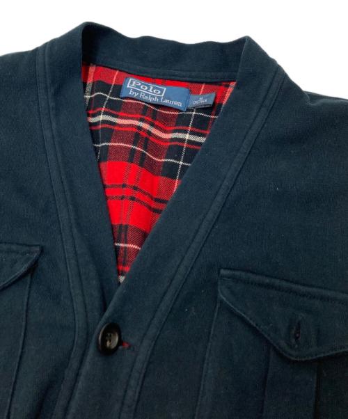POLO RALPH LAUREN（ポロ・ラルフローレン）POLO RALPH LAUREN (ポロ・ラルフローレン) 裏地ネルスウェットカーディガン ブラック×レッド サイズ:Mの古着・服飾アイテム