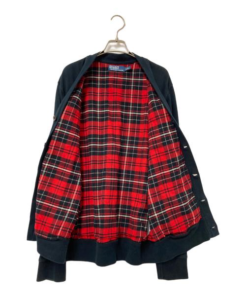 POLO RALPH LAUREN（ポロ・ラルフローレン）POLO RALPH LAUREN (ポロ・ラルフローレン) 裏地ネルスウェットカーディガン ブラック×レッド サイズ:Mの古着・服飾アイテム