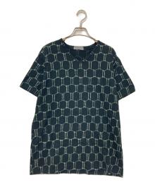 YOHJI YAMAMOTO（ヨウジヤマモト）の古着「総柄 VネックTシャツ」｜ブラック