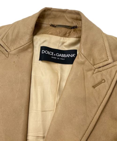 DOLCE & GABBANA（ドルチェ＆ガッバーナ）DOLCE & GABBANA (ドルチェ＆ガッバーナ) レザーテーラードジャケット ベージュ サイズ:46の古着・服飾アイテム