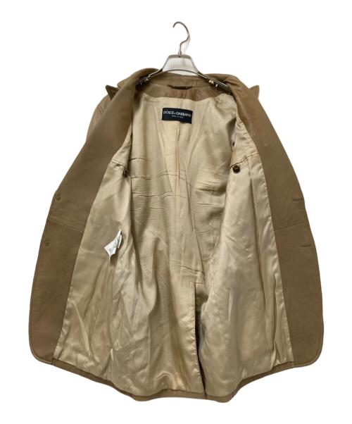 DOLCE & GABBANA（ドルチェ＆ガッバーナ）DOLCE & GABBANA (ドルチェ＆ガッバーナ) レザーテーラードジャケット ベージュ サイズ:46の古着・服飾アイテム