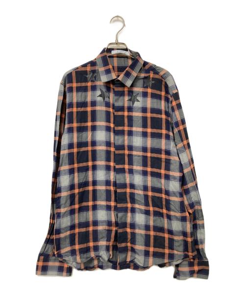 GIVENCHY（ジバンシィ）GIVENCHY (ジバンシィ) チェックシャツ ネイビー×オレンジ サイズ:41の古着・服飾アイテム