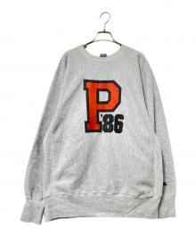 Champion（チャンピオン）の古着「90‘Sカレッジプリントスウェット」｜グレー×オレンジ