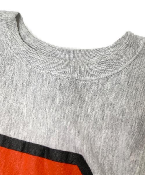 Champion（チャンピオン）Champion (チャンピオン) 90‘Sカレッジプリントスウェット グレー×オレンジ サイズ:XLの古着・服飾アイテム