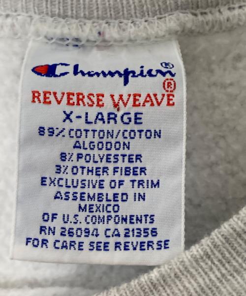 Champion（チャンピオン）Champion (チャンピオン) 90‘Sカレッジプリントスウェット グレー×オレンジ サイズ:XLの古着・服飾アイテム