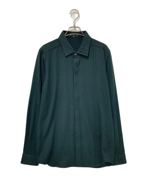 NO ID.（ノーアイディー）NO ID. (ノーアイディー) フライフロントアシンメトリーピンタックSH グリーン サイズ:2の古着・服飾アイテム
