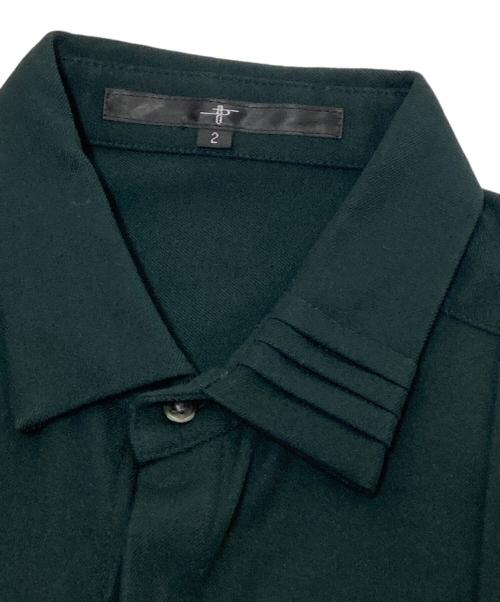 NO ID.（ノーアイディー）NO ID. (ノーアイディー) フライフロントアシンメトリーピンタックSH グリーン サイズ:2の古着・服飾アイテム