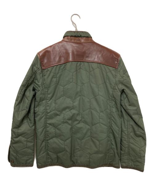 Timberland（ティンバーランド）Timberland (ティンバーランド) レザー切替キルティングジャケット オリーブ×ブラウン サイズ:Sの古着・服飾アイテム