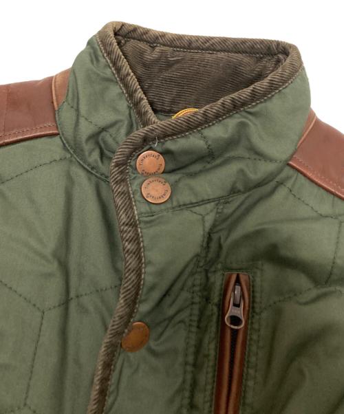 Timberland（ティンバーランド）Timberland (ティンバーランド) レザー切替キルティングジャケット オリーブ×ブラウン サイズ:Sの古着・服飾アイテム