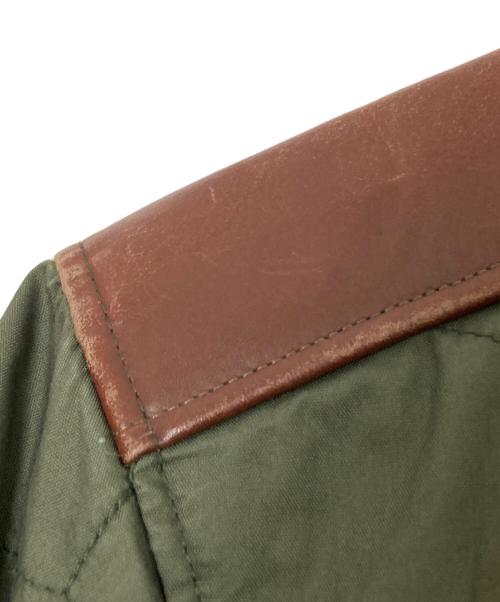 Timberland（ティンバーランド）Timberland (ティンバーランド) レザー切替キルティングジャケット オリーブ×ブラウン サイズ:Sの古着・服飾アイテム