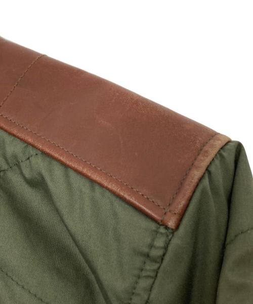 Timberland（ティンバーランド）Timberland (ティンバーランド) レザー切替キルティングジャケット オリーブ×ブラウン サイズ:Sの古着・服飾アイテム