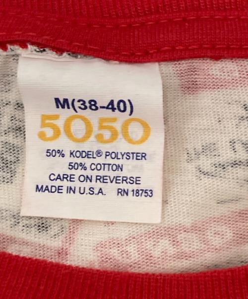 USED（ユーズド）USED (ユーズド) 80‘S総柄Tシャツ レッド×ホワイト サイズ:Mの古着・服飾アイテム