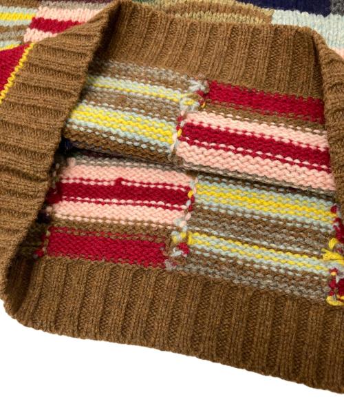 BEAMS+（ビームスプラス）BEAMS+ (ビームスプラス) Crew Hand Knit Patchwork マルチカラー サイズ:Lの古着・服飾アイテム