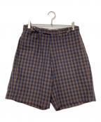UMIT BENANウミットベナン）の古着「チェックハーフパンツ」｜ブラウン×ネイビー