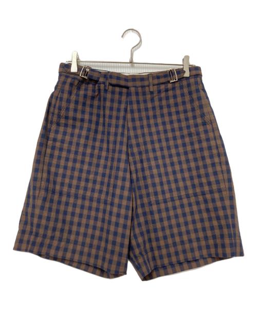 UMIT BENAN（ウミットベナン）UMIT BENAN (ウミットベナン) チェックハーフパンツ ブラウン×ネイビー サイズ:44の古着・服飾アイテム