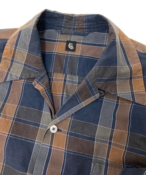 KAPTAIN SUNSHINE（キャプテンサンシャイン）KAPTAIN SUNSHINE (キャプテンサンシャイン) チェックオープンカラーシャツ ブラウン×ネイビー サイズ:40の古着・服飾アイテム