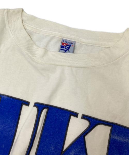 THE GAME（ザゲーム）THE GAME (ザゲーム) 90‘SプリントTシャツ ホワイト×ブルー サイズ:XLの古着・服飾アイテム