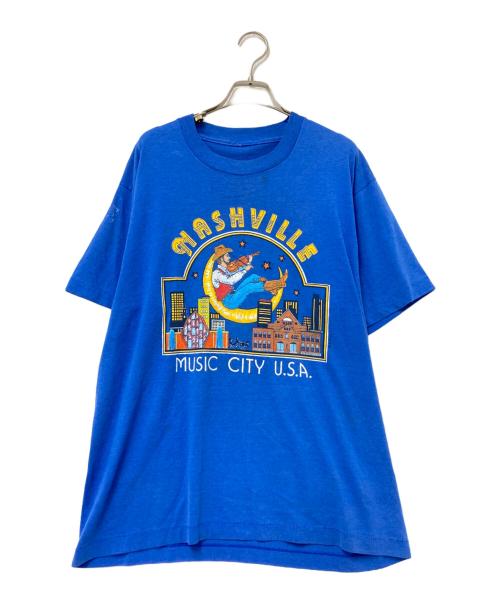 USED（ユーズド）USED (ユーズド) 90‘SプリントTシャツ ブルー×イエロー サイズ:下記参照の古着・服飾アイテム