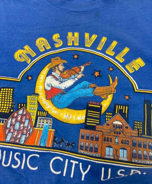 USED（ユーズド）USED (ユーズド) 90‘SプリントTシャツ ブルー×イエロー サイズ:下記参照の古着・服飾アイテム