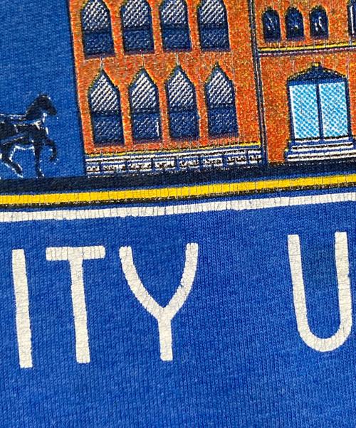 USED（ユーズド）USED (ユーズド) 90‘SプリントTシャツ ブルー×イエロー サイズ:下記参照の古着・服飾アイテム