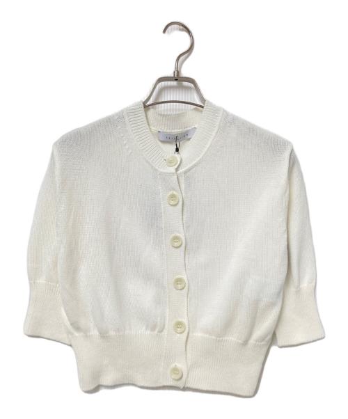 ESTNATION（エストネーション）ESTNATION (エストネーション) コットンショートスリーブクロップドカーディガン ホワイト サイズ:F 未使用品の古着・服飾アイテム